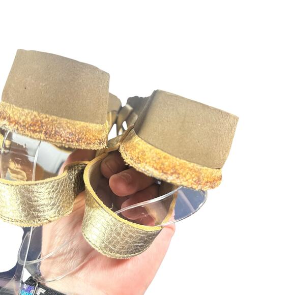 Naot Sandals Sz 37 US 6 Gold Metallic Leather Wedge Comfort Strappy kayla - Picture 10 of 12